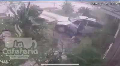 Lost control and ended up right in the view of camera