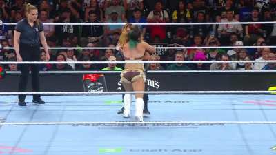 Becky’s getting the Cena chant (“Let’s go Becky..Becky sucks”)