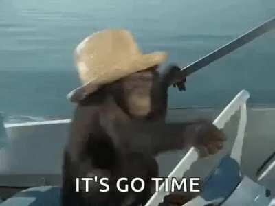 Monke Riding boat funny