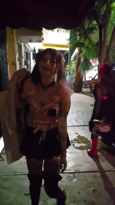 Sneaking outside the venue before going in