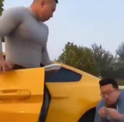 Motivational man helps hungry friend eat food