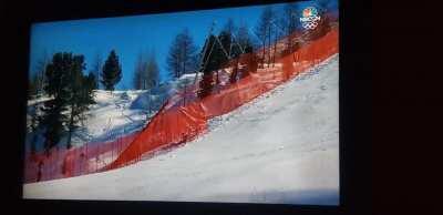 Skier fucks up in the super G, destroys leg.