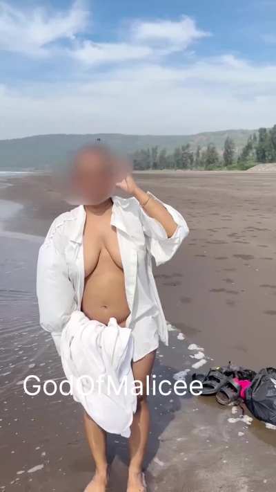 Wifey slut on the beach.