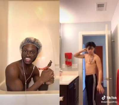 Let the man bathe in peace