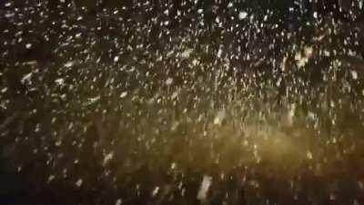 Snowfall in the ocean.