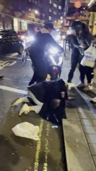 Just Eat driving kicking someone’s face in Leicester Sq