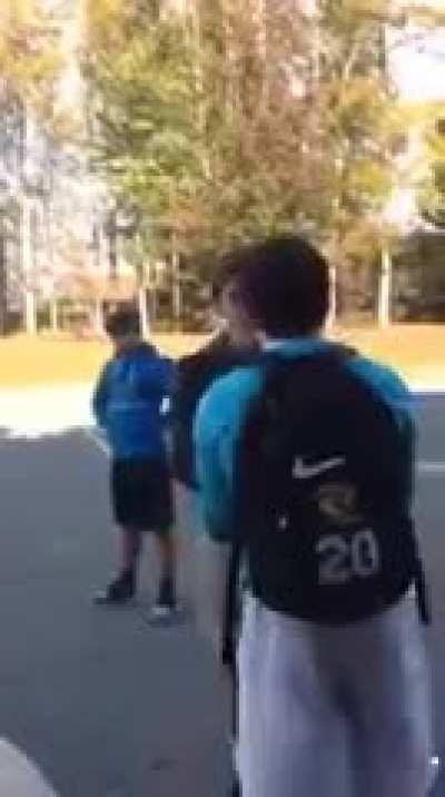 A bully got what he deserved when the kid he is picking on decides to fight back