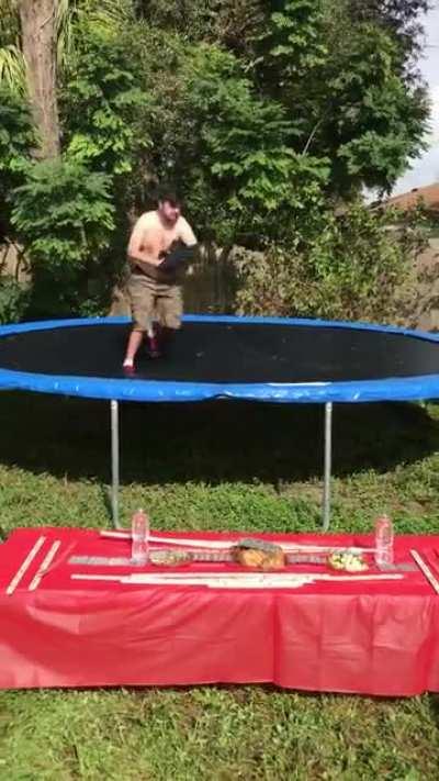 Jump on dangerous thanksgiving table