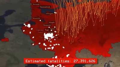 Simulation of a retaliatory strike against Russia after Putin uses nuclear weapons.