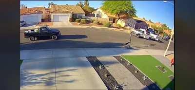 Apparently my son flips off this truck everyday on his way to school. Finally caught him.