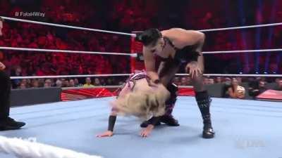 Rhea Ripley dominates Alexa Bliss during the fatal four way #1 contenders match