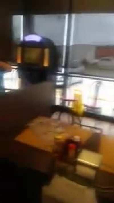 Someone LIVING in this Waffle House just fell through the ceiling!