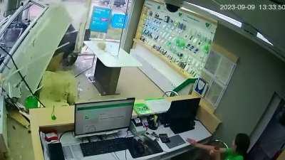 Car crashed into shop