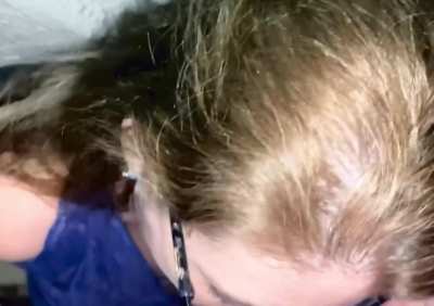 Mouthful of cum with her glasses on!