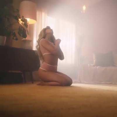 on her knees begging for cum