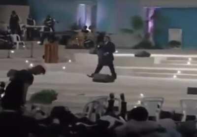 Pastor uses invisible power to knock down church members