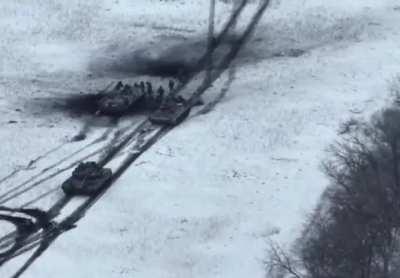 UA Pov: Russian BMP hit by artillery, Vuhledar area.