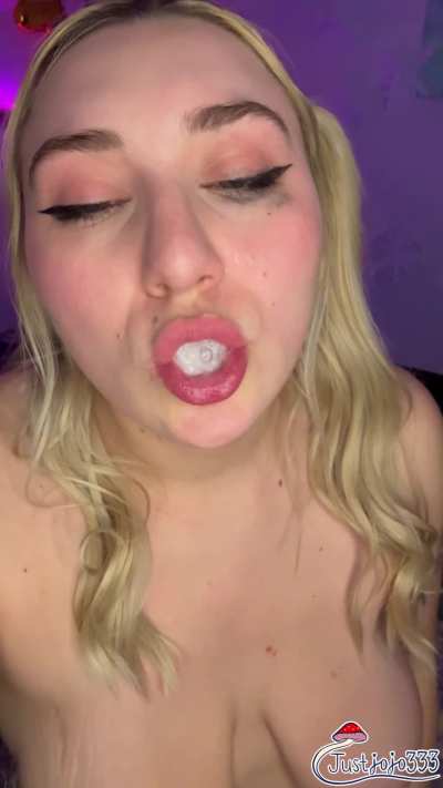 Will you call me a good girl and pat my head if I swallow it all?