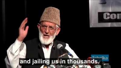 The stalwart of Kashmir's resistance movement Syed Ali Geelani who passed away earlier today.
