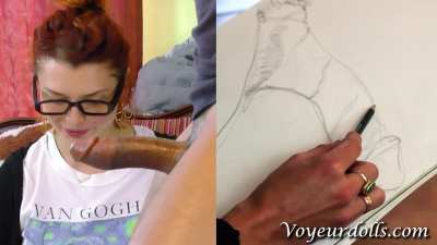She Draws a Penis While Watching it Throb & Twerk