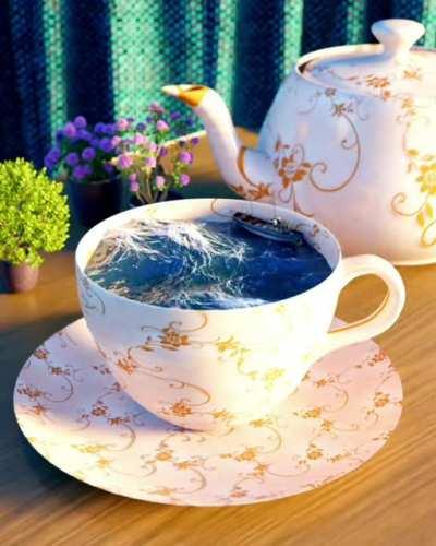 Ocean in a tea cup. Made this in Blender.