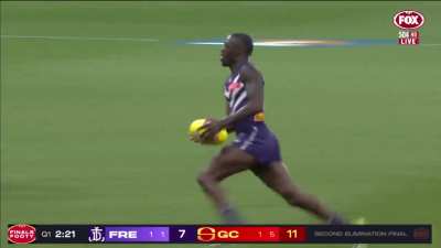 Michael Frederick misses a shot at goal from 5m out