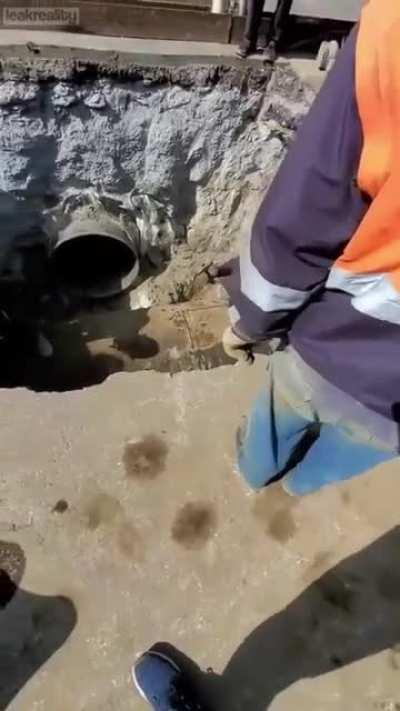 Don't stand on the same pipe you are breaking open