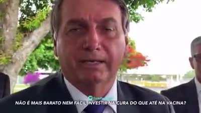 Bolsonaro: 'Não é mais barato investir na cura do que na vacina?'