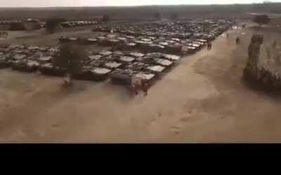 Drone video of Ukrainian mechanized infantry and armoured units. Near border regions