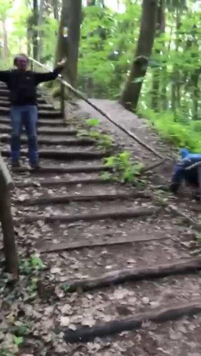 Drunk hiking in German forest