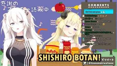 Watame loves to eat Botan!!! 🐑🍽️🦁