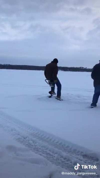 This guy ice fishing.