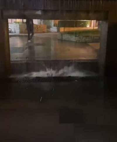 Exploring concepts of depth perception by stepping through a water feature.