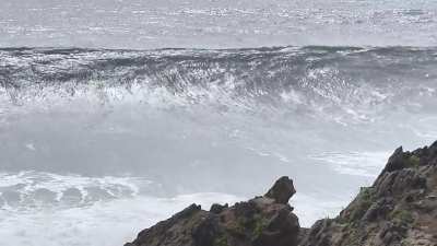 Cyclonic swell from the coast, Brittany, France.