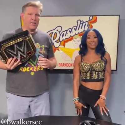 Sasha Banks promoting SummerSlam on Barstool Sports