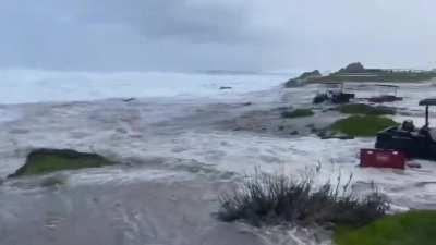 Storm on the Monterey Peninsula Sends Golfers Running