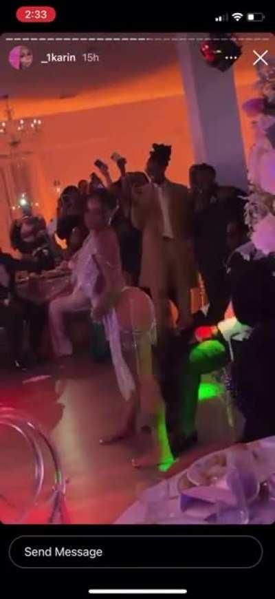 Giving the groom a lap dance at your wedding.