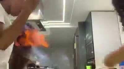 WCGW playing with fire and alcohol.