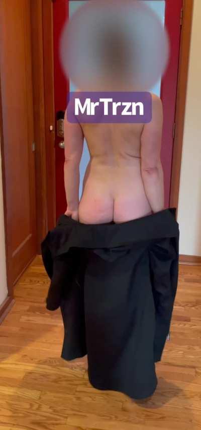 When the hotwife shows up at your front door dressed exactly as you told her. Even the chilly weather didn't stop her...