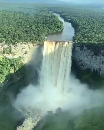 The highest single drop waterfall,Kaieteur Fall in Guyana