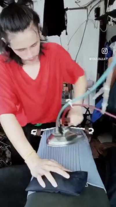Ironing a pleated skirt