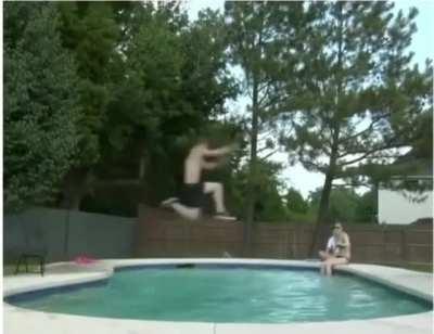 WCGW when you try to impress a girl by jumping across the pool