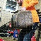 spilling gasoline on the floor