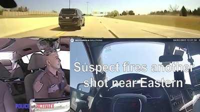 Trooper stays calm and collected while in high speed pursuit being shot at and attempting to pit.