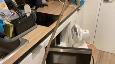 Found a big stick in the city, taller than me!