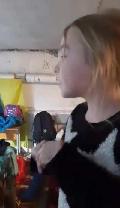 Little girl sings a song in a shelter :)