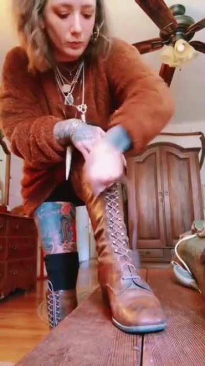 The way these boots are tied.