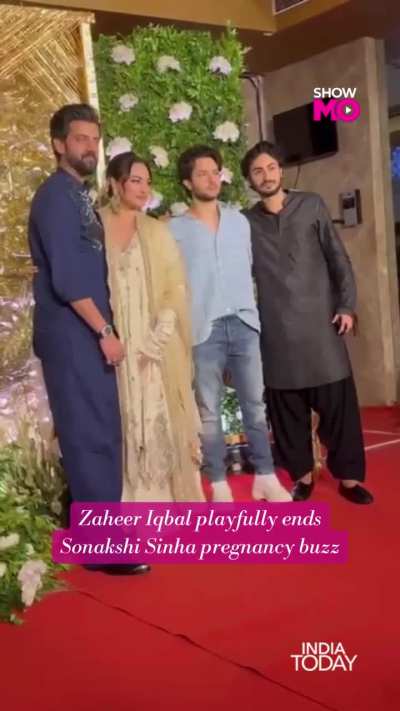 Putting all pregnancy rumours to rest, Zaheer Iqbal was seen placing his hand on Sonakshi Sinha’s belly in a light-hearted moment — leaving fans laughing and cheering for the couple’s chemistry!