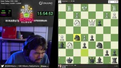 Hikaru realise he was 1 click from mate