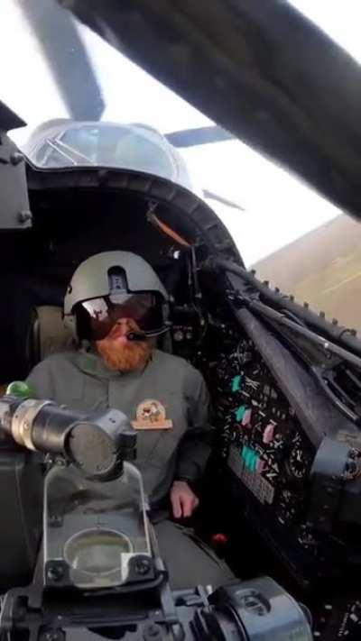 Video claimed to be from inside a Ukrainian Mi-24 helicopter while carrying out a pitch up rocket attack.